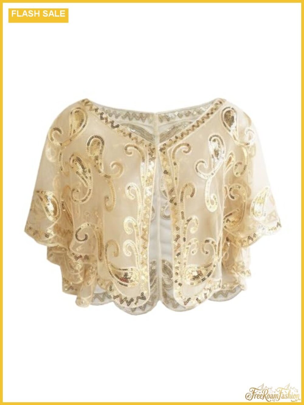 1920s Flapper Shawl Sequin Mesh Short Cape Evening Wrap Women Parties Prom